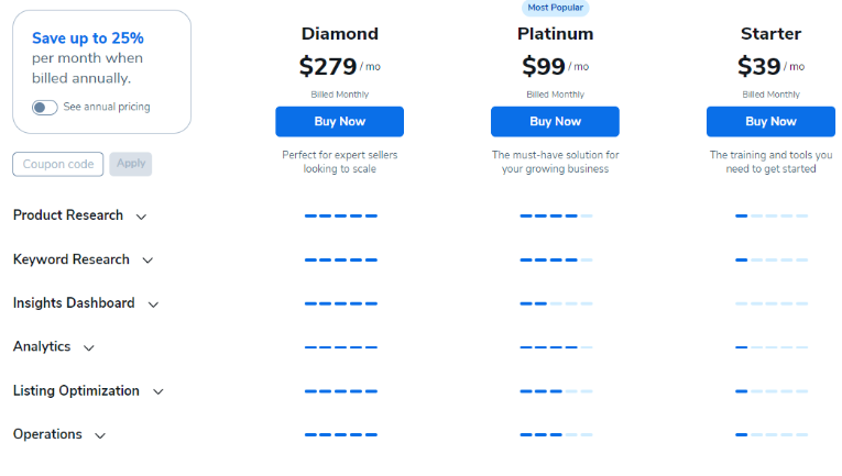 Helium 10 Pricing